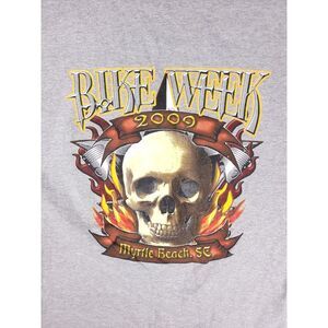 Bike Week Shirt Men's Large Skull Flames Biker Motorcycle Graphic 2009 Myrtle